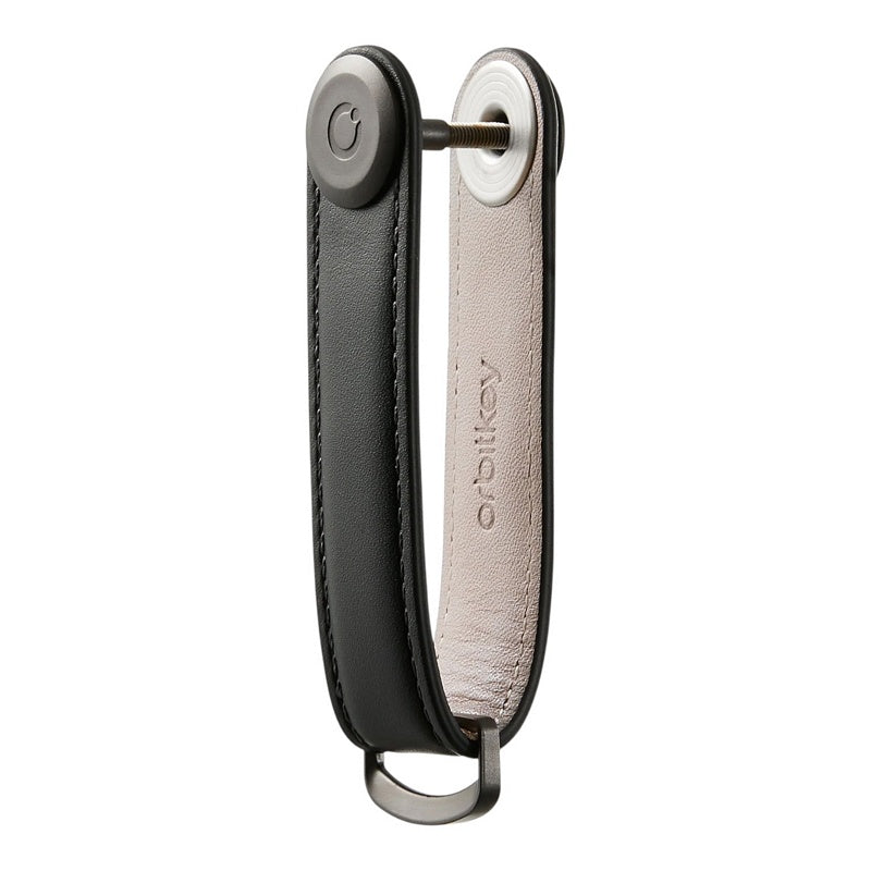 Orbitkey Key Organiser Leather Black LTHO-2-BKBK angled