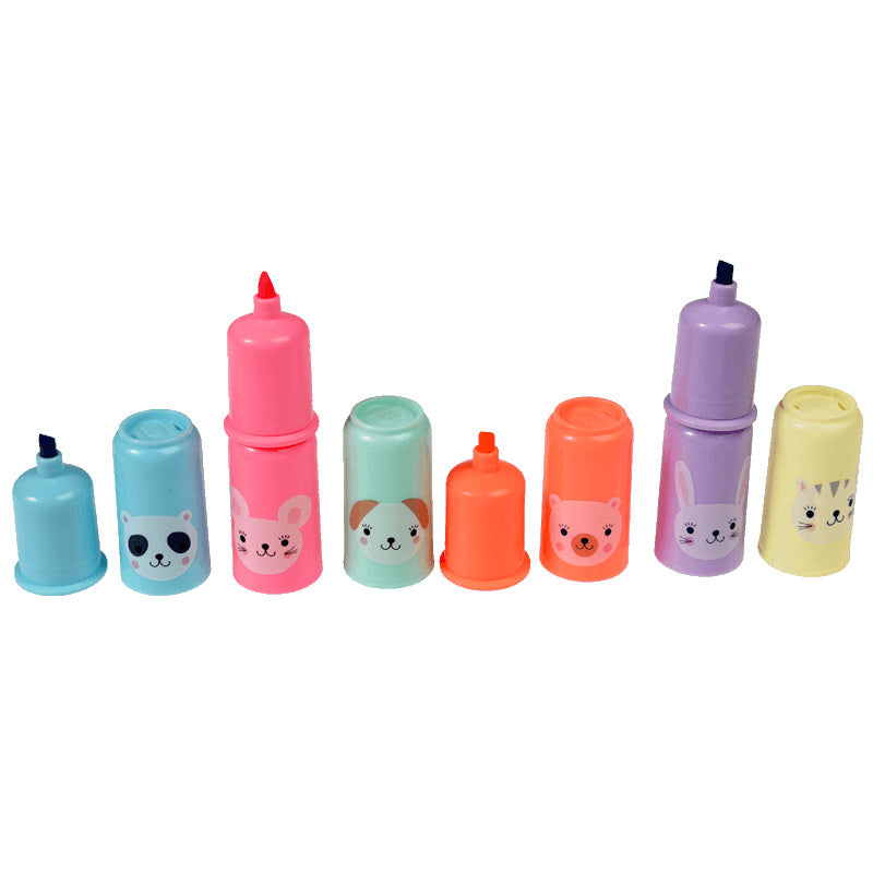 Pack of 6 Mini Animal Highlighters 29378 open