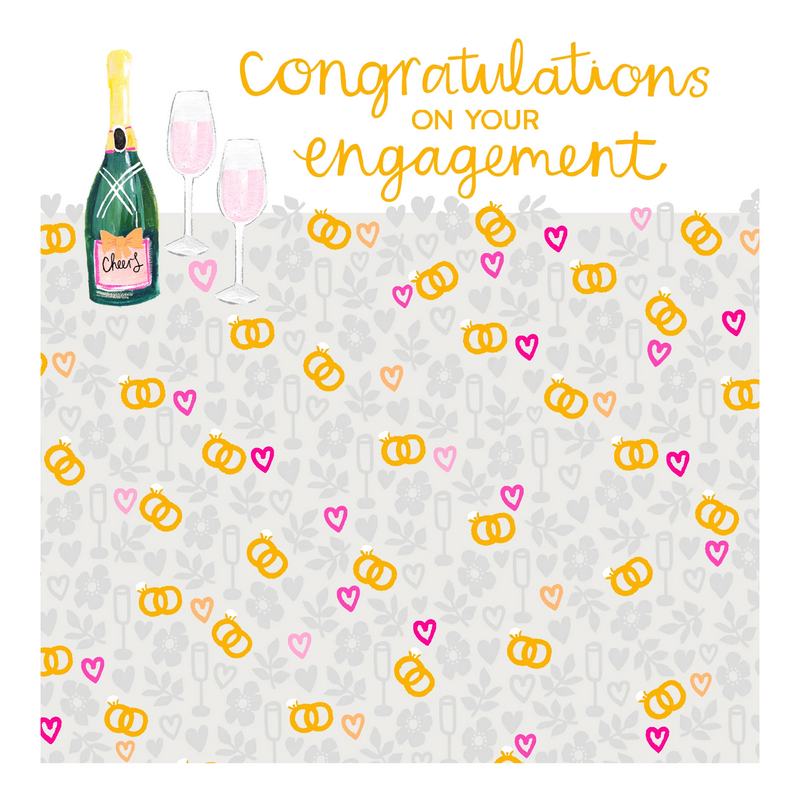 Paper Salad Congratulations on Your Engagement Champagne Hearts Card AZ2515 front