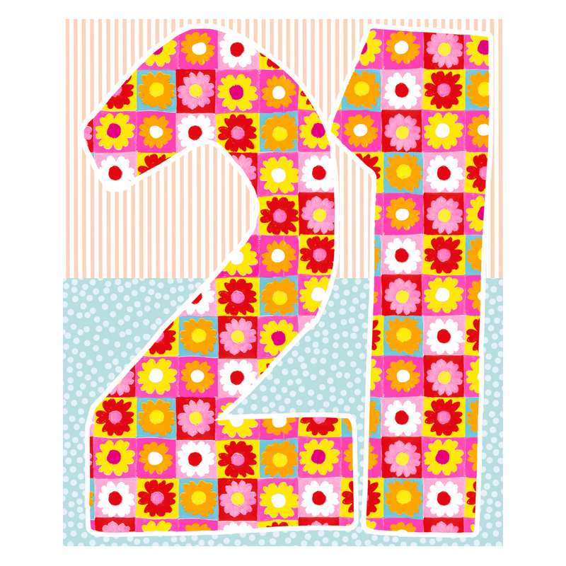 Paper Salad Publishing Age 21 Female Flowers Birthday Card HD24131 front