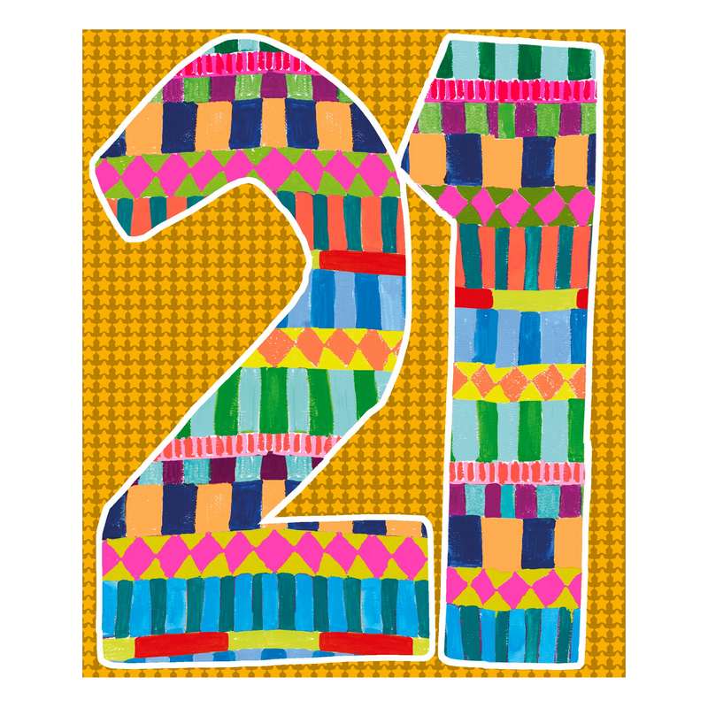 Paper Salad Publishing Age 21 Male Stripes Birthday Card HD24123 front