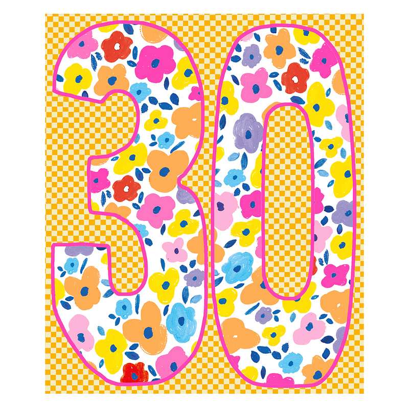 Paper Salad Publishing Age 30 Female Flowers Birthday Card HD24132 front