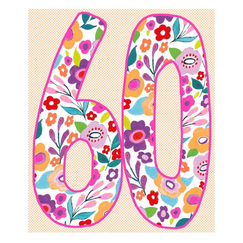 Paper Salad Publishing Age 60 Female Flowers Birthday Card HD24135 front