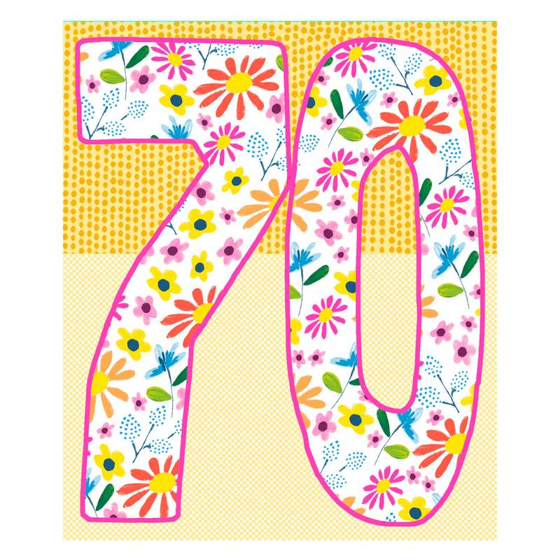 Paper Salad Publishing Age 70 Female Flowers Birthday Card HD24136 front