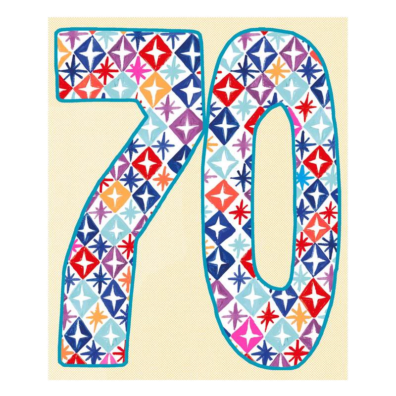 Paper Salad Publishing Age 70 Male Stars Birthday Card HD24128 front