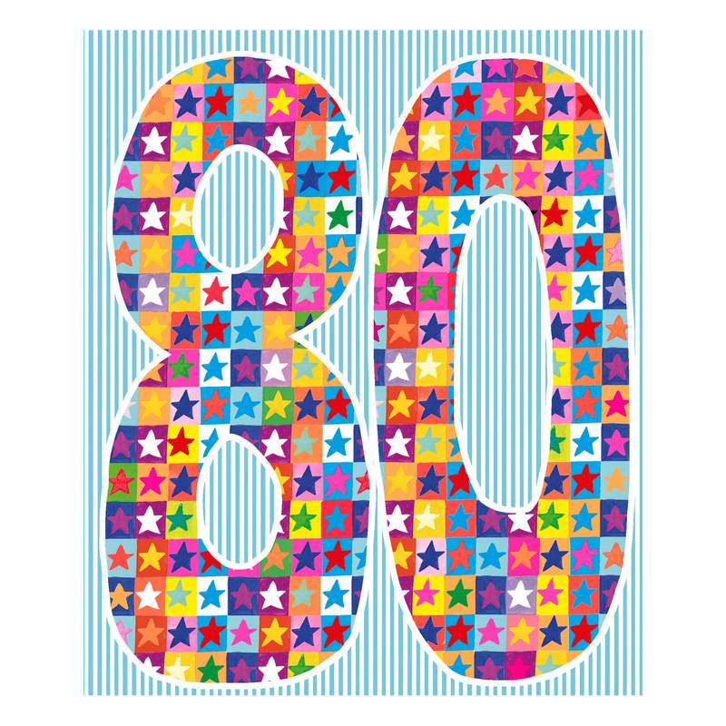 Paper Salad Publishing Age 80 Male Stars Birthday Card HD24129 front