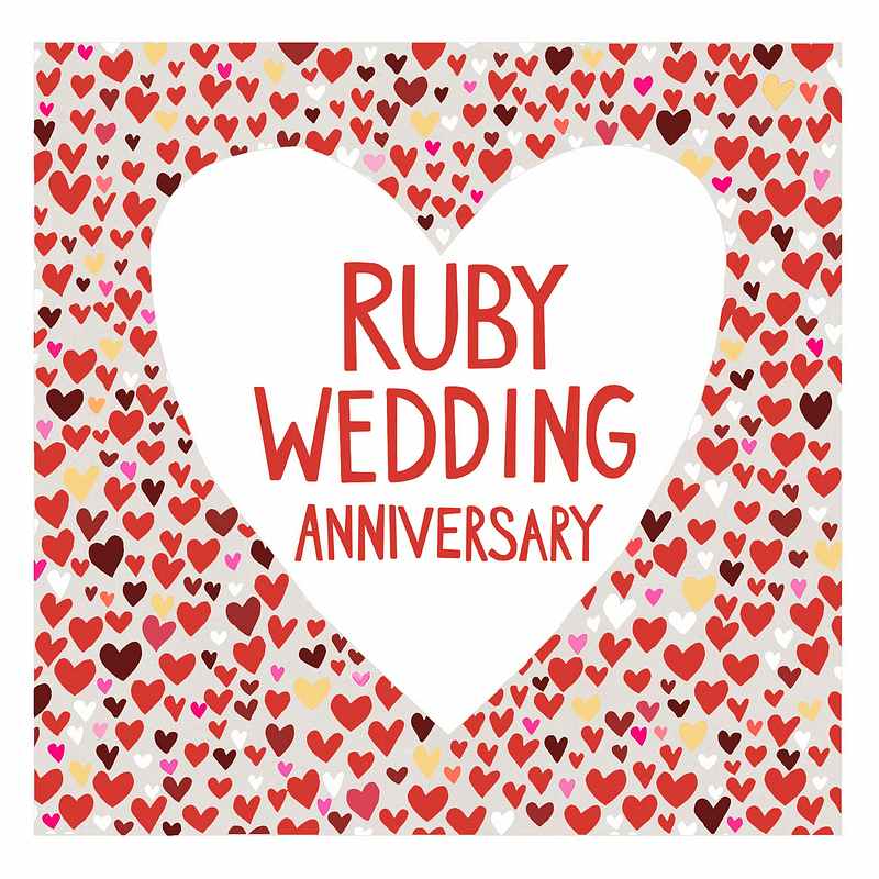 Paper Salad Publishing Ruby Wedding Anniversary Hearts JJ1892 front