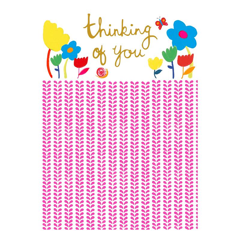 Paper Salad Publishing Thinking Of You Mini Pink Floral Card AM2430 front