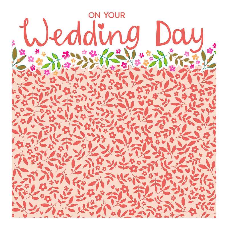Paper Salad Publishing Wedding Day Copper Floral Hearts Card AZ2516 front