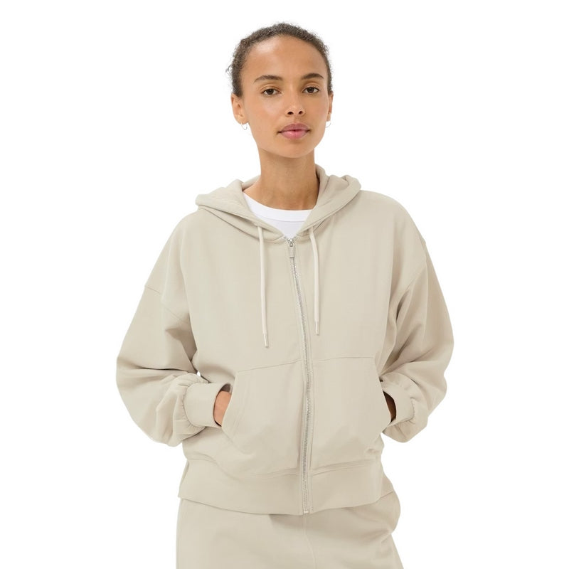 Part Two Aliana Organic Cotton Zipped Hoodie Wind Chime Cream on model front