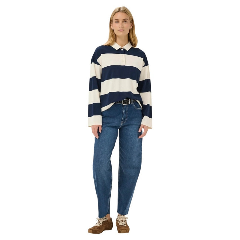 Part Two Clothing Adelana Barrel Jeans Medium Dark Blue on model front