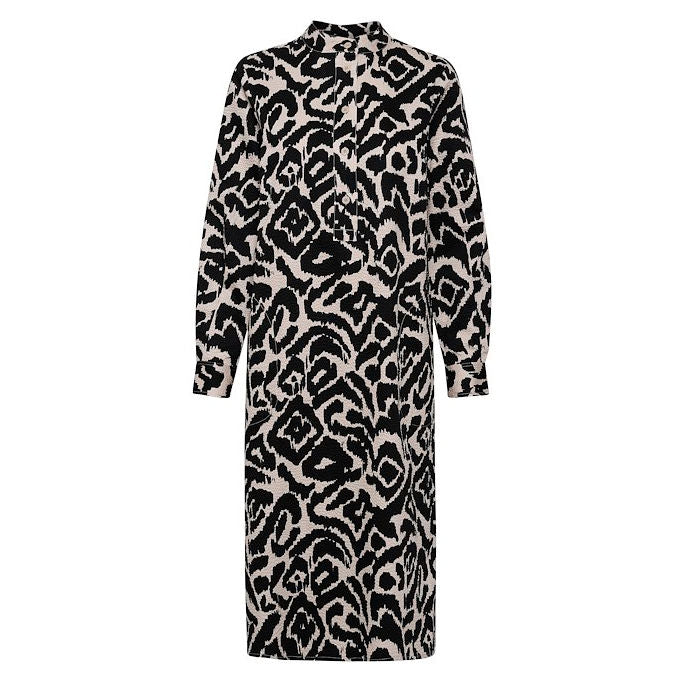 Part Two Clothing Cassiel Cotton Dress in Black Blurred Leo 30307993-302383 front