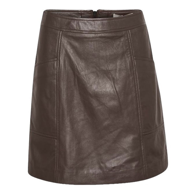 Part Two Clothing Charita Leather Skirt in Hot Fudge 30307976-190913 front