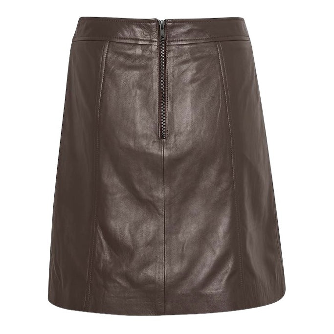 Part Two Clothing Charita Leather Skirt in Hot Fudge 30307976-190913 back