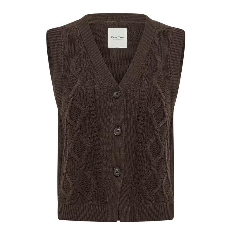 Part Two Clothing Christin Knitted Cotton Waistcoat Mole 30310791 front