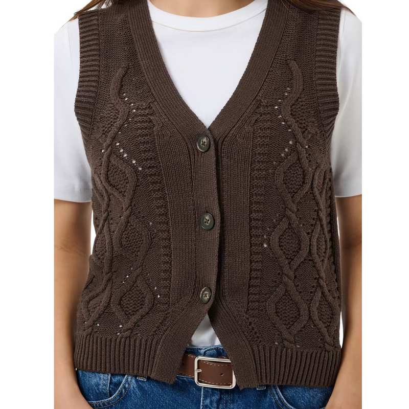 Part Two Clothing Christin Knitted Cotton Waistcoat Mole 30310791 model front