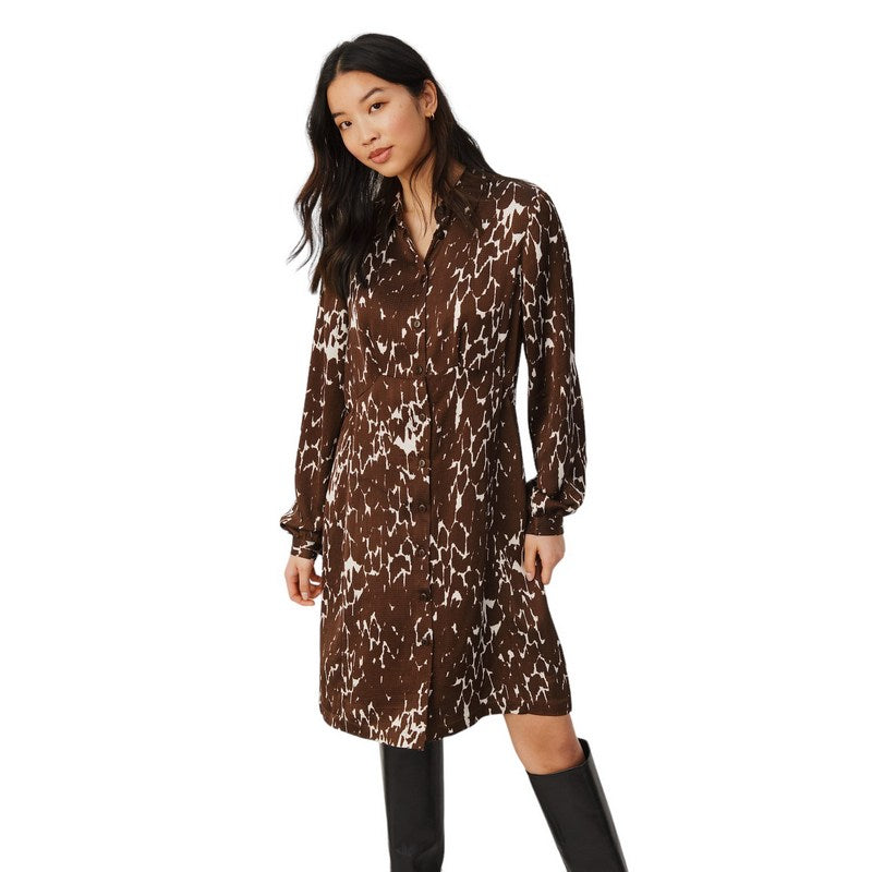Part Two Clothing Ciea Dress in Hot Fudge Texture Print 30308003-302407 on model front 1