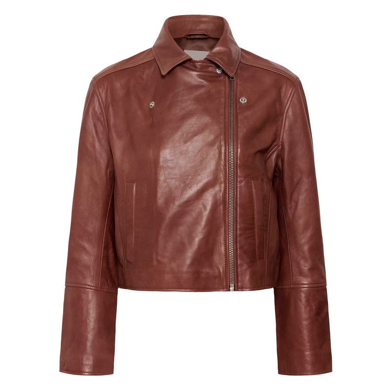 Part Two Clothing Cimmie Leather Jacket Brown Out 30310885-191428 front