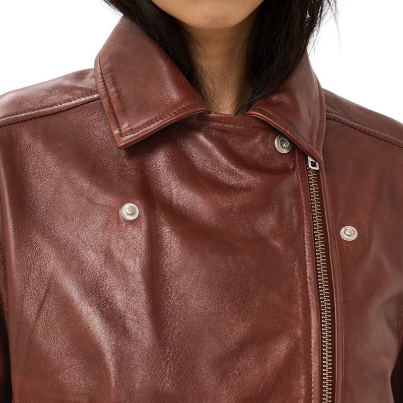 Part Two Clothing Cimmie Leather Jacket Brown Out 30310885-191428 on model close-up