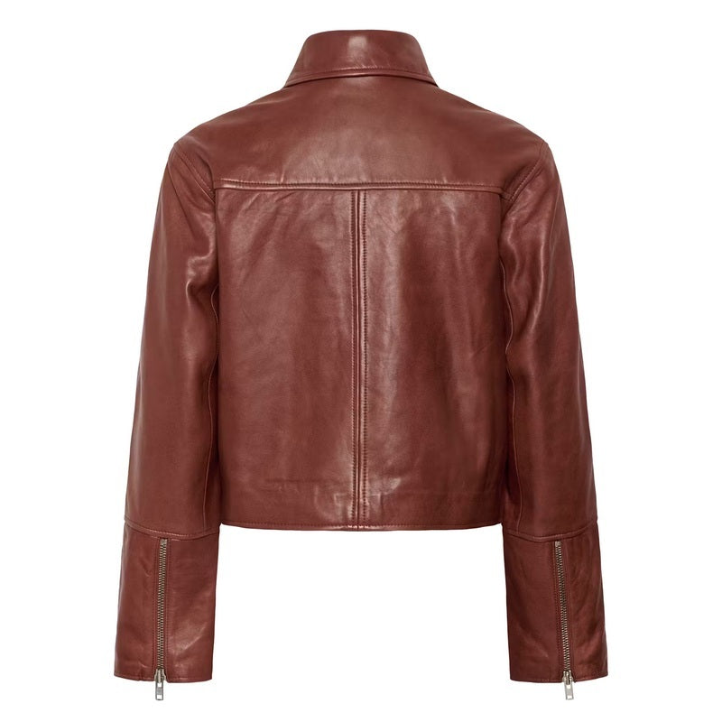 Part Two Clothing Cimmie Leather Jacket Brown Out 30310885-191428 rear