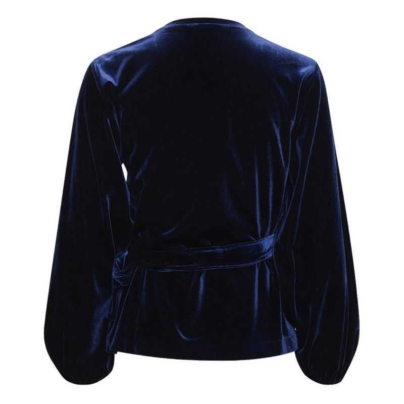 Part Two Clothing Dania Velvet Blouse Midnight Sail 30308162-193851 back