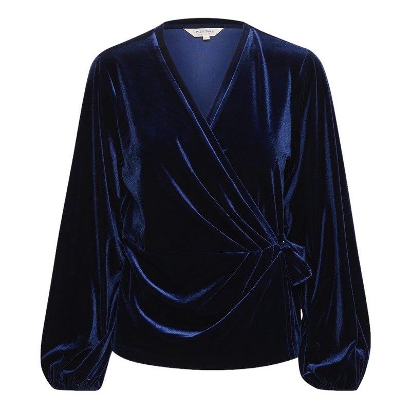 Part Two Clothing Dania Velvet Blouse Midnight Sail 30308162-193851 front