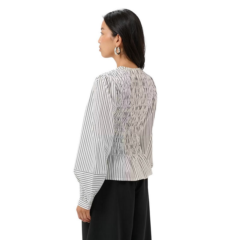 Part Two Clothing Dewa Organic Cotton Blouse Black Stripe 30310959-305464 on model rear