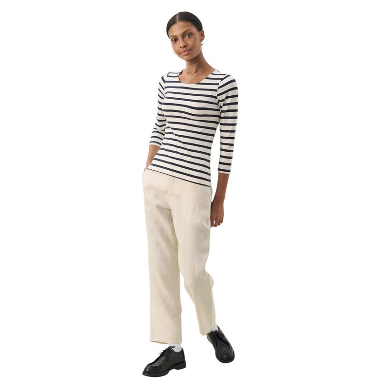 Part Two Clothing Emel T-Shirt in Navy & White Stripes on model main