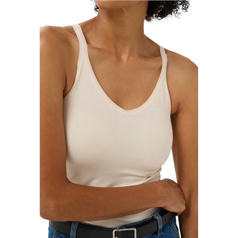 Part Two Clothing Hydda Vest Top in Whitecap Grey on model close-up