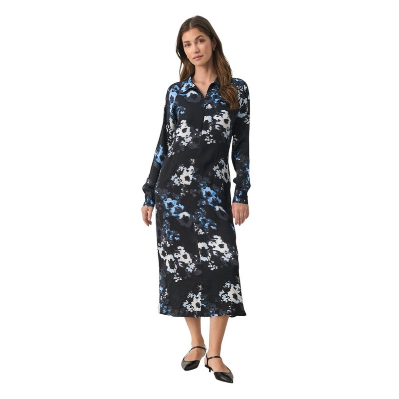 Part Two Clothing Lamiya Dress Dark Navy Blurred Flower 30308871-303185 on model front