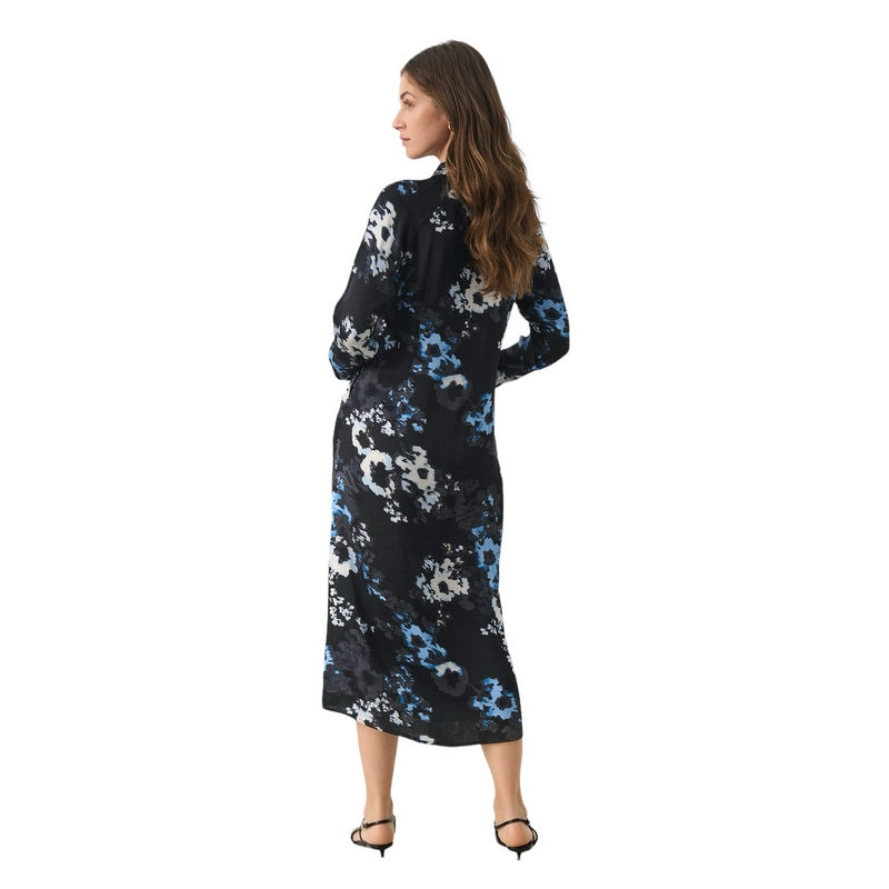 Part Two Clothing Lamiya Dress Dark Navy Blurred Flower 30308871-303185 on model rear