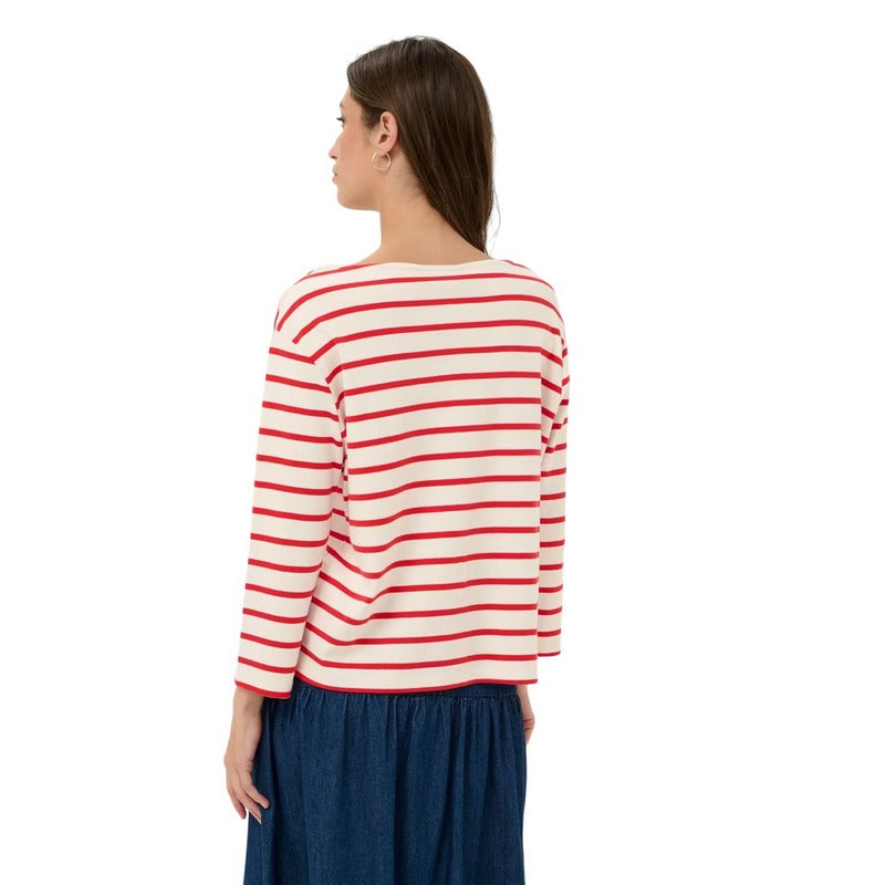 Part Two Clothing Nela Organic Cotton T-Shirt Poppy Red Stripe 30309864 model back