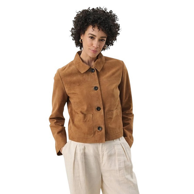 Part Two Clothing Nema Suede Jacket in Toasted Coconut on model front