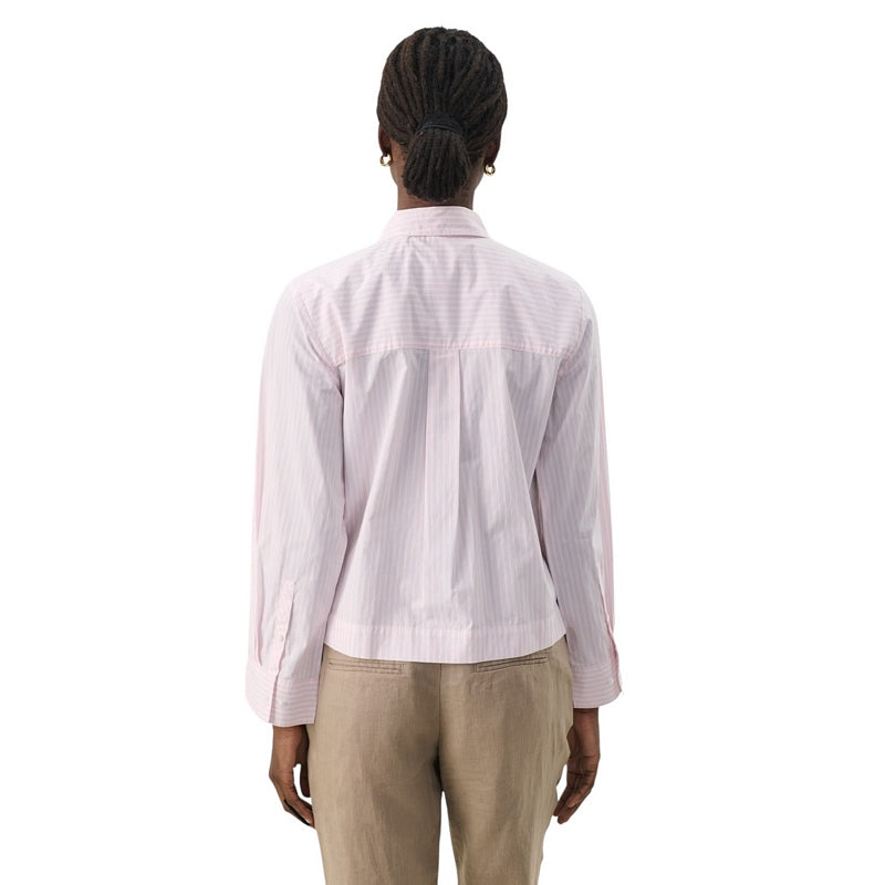 Part Two Clothing Pranvera Cotton Shirt Pink Lotus Stripe on model rear