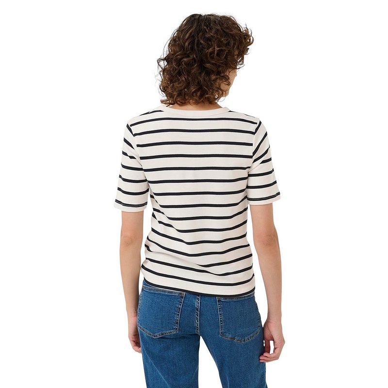 Part Two Clothing Ratana Cotton T-Shirt Dark Navy Stripe 30309870-303998 on model rear