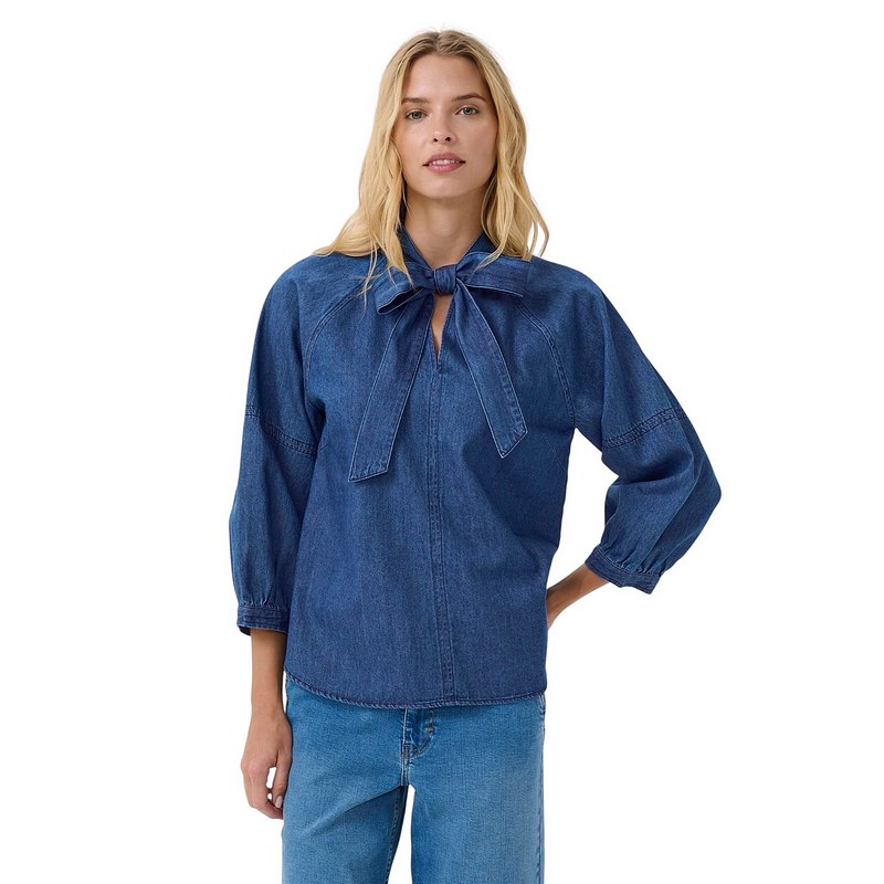 Part Two Clothing Sassi Cotton Shirt Medium Dark Blue Denim 30309975-300157 on model front