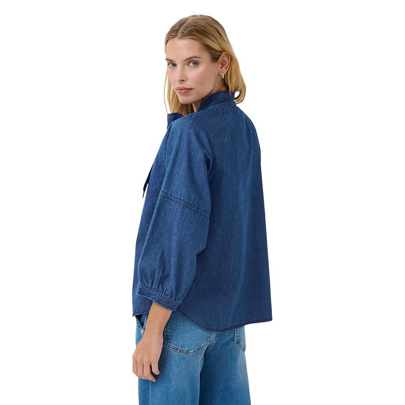 Part Two Clothing Sassi Cotton Shirt Medium Dark Blue Denim 30309975-300157 on model rear