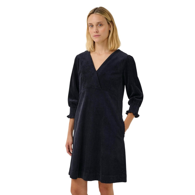 Part Two Clothing Shaulii Cord Dress Dark Navy on model front