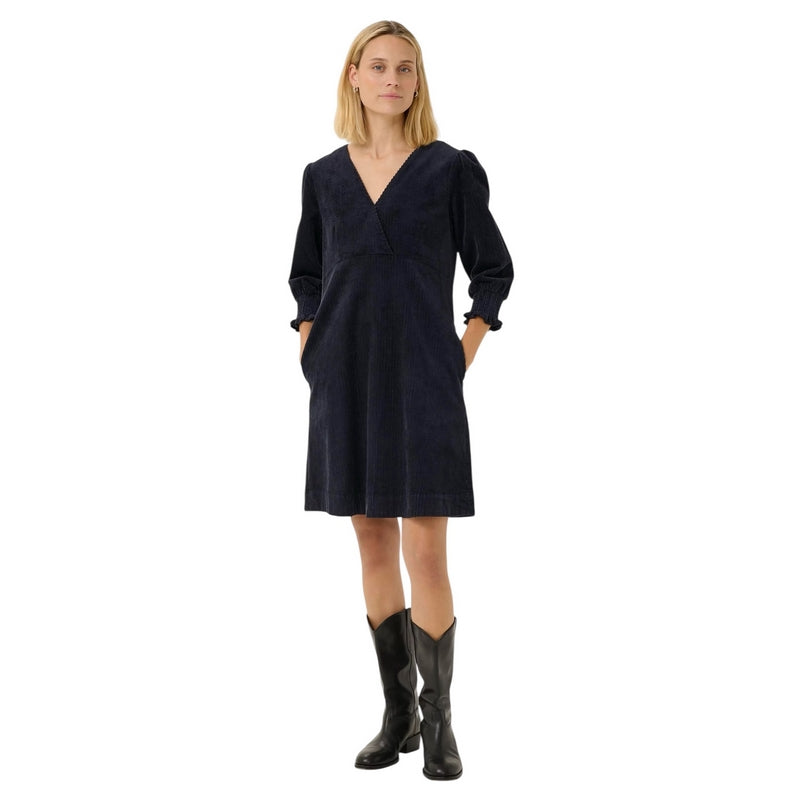 Part Two Clothing Shaulii Cord Dress Dark Navy on model full-length