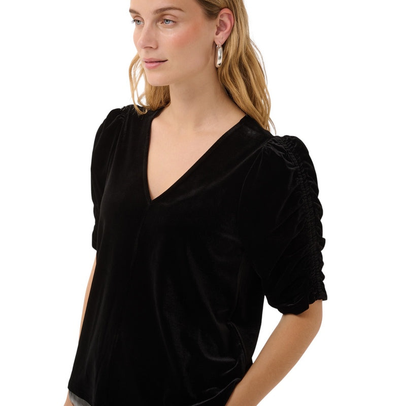 Part Two Clothing Valeriia Velvet Blouse Black 30311019-194008 on model side