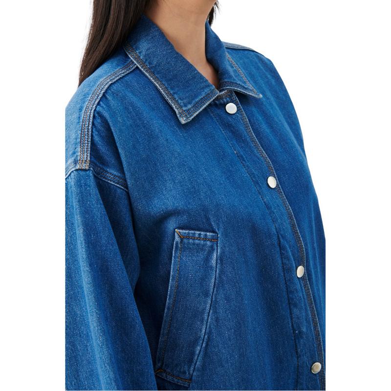 Part Two Elmira Oversized Cotton Jacket Blue Denim 30308245-300145 on model detail
