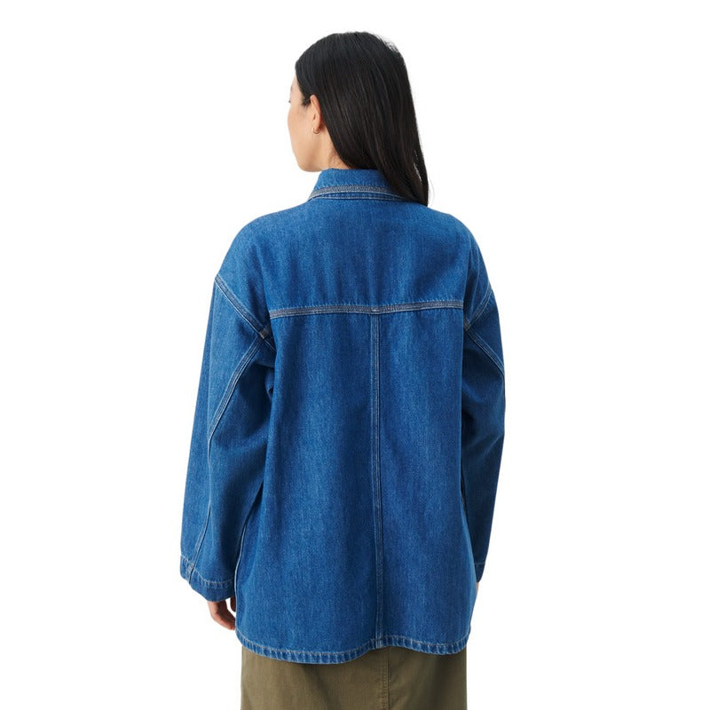 Part Two Elmira Oversized Cotton Jacket Blue Denim 30308245-300145 on model rear