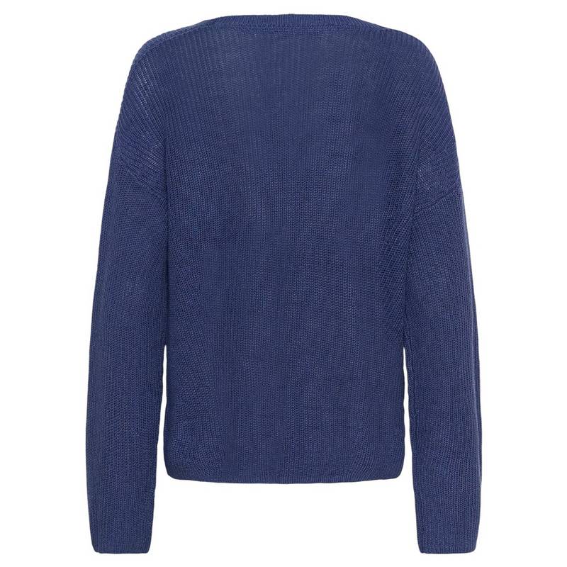 Part Two Etronas Knitted V-neck Pullover Blue Indigo 30310440-193928 rear