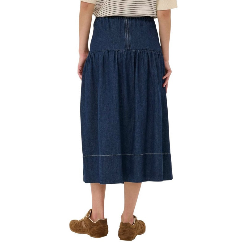 Part Two Nellia Cotton Skirt Dark Blue Denim 30310489-300158 on model rear