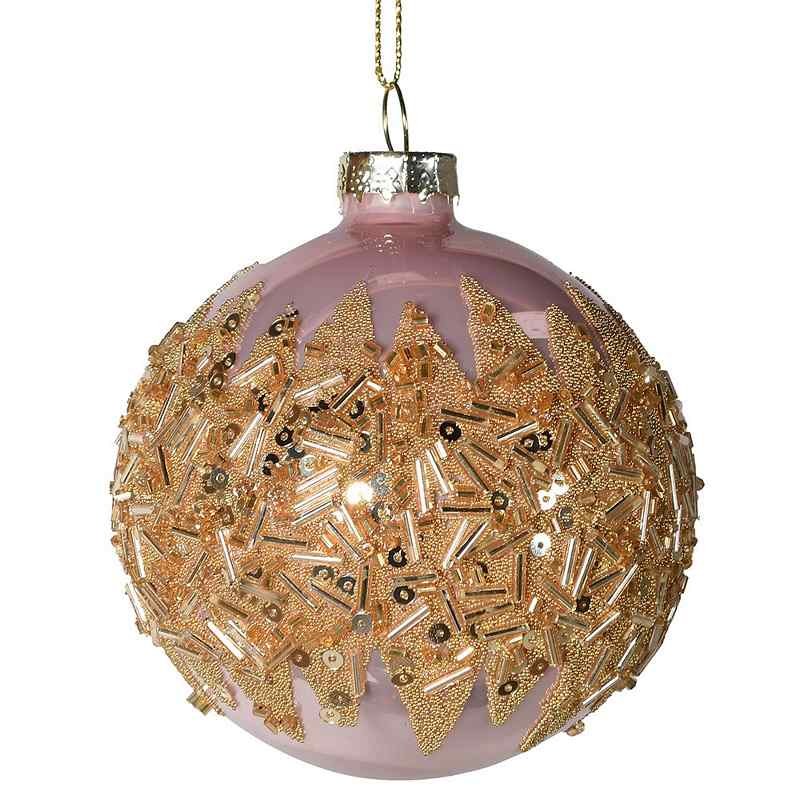 Pink Bauble With Gold Sequins and Beads GSY439