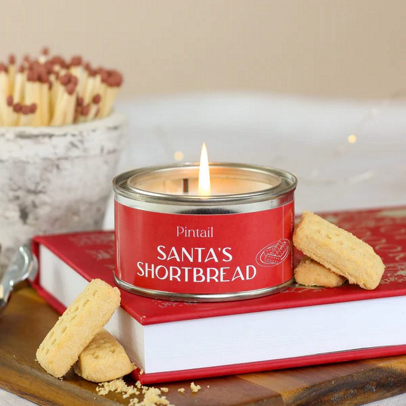 Pintail Candle - Santa's Shortbread lit