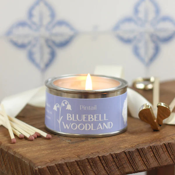 Pintail Paint Pot Candle Bluebell Woodland lit