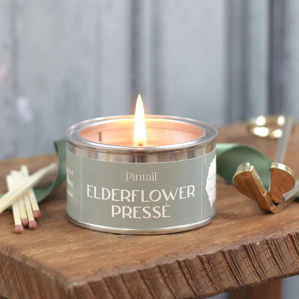 Pintail Candles Elderflower Presse Paint Pot Candle lit