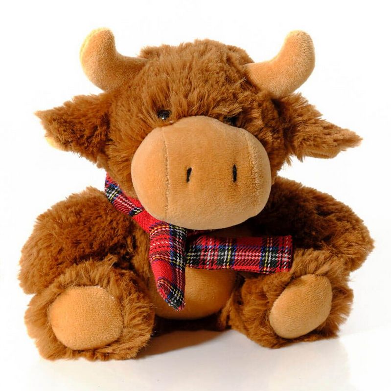 Plush Highland Cow With Tartan Scarf 4HL631 front