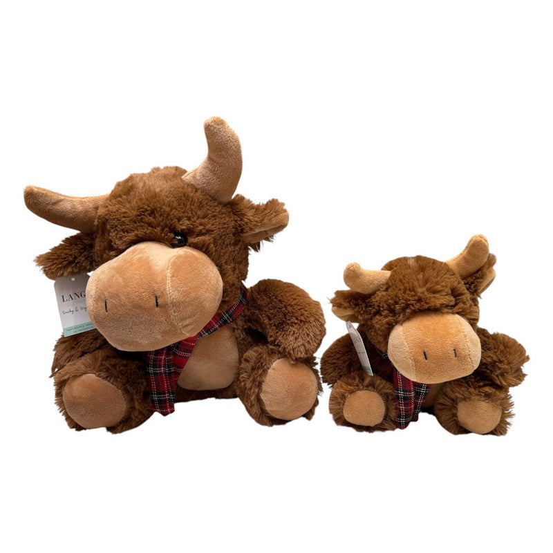 Plush Highland Cow With Tartan Scarf Medium and Large